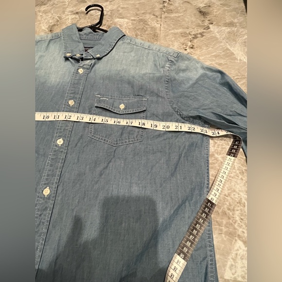 American Eagle Outfitters Men’s Button Down Denim Shirt Size Large Athletic Fit - Picture 7 of 10